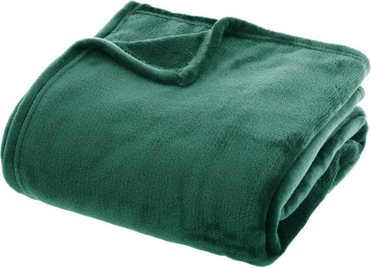 Atmopshera Plaid effen flanel fleece deken - 180x230 cm - Groen