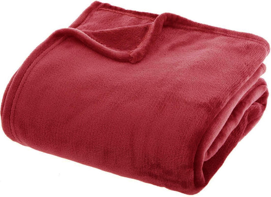 Atmopshera Plaid effen flanel fleece deken - 180x230 cm - Rood