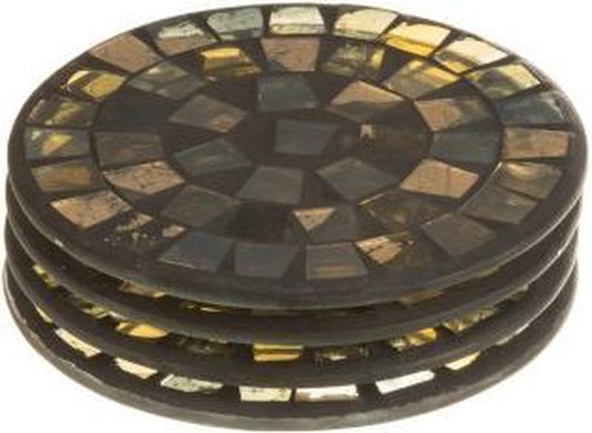 Mosaic coasters 4 pieces - Gold-colored - 10x10x1cm