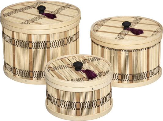 Atmosphera Set de rangement Nam nam Bamboo - 3 pièces - Lot de 3 coffrets - Rangement décoratif