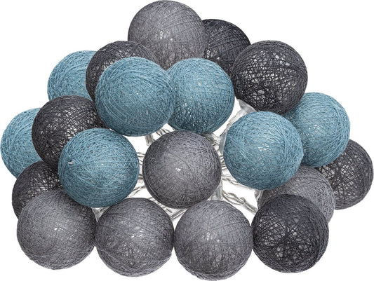 Atmosphera LED Party Lighting coton - Boule de coton - 20 Boules - Ø6cm - Bleu