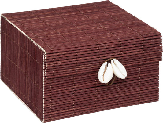 Boîte de rangement Atmosphera Tropi lot de 2 - Bambou - Rangement - Coffret - Coffret à bijoux - Bordeaux