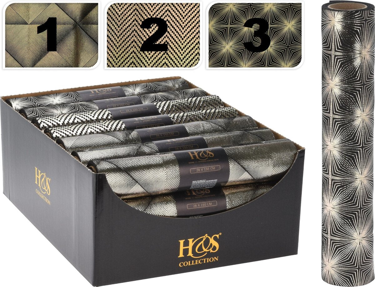 Chemin de table Velours Noël noir or - 28 x 150 cm - Chemin de table - Noël - Zigzag