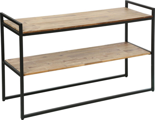 Wall table with 2 Shelves - Metal/Acacia wood