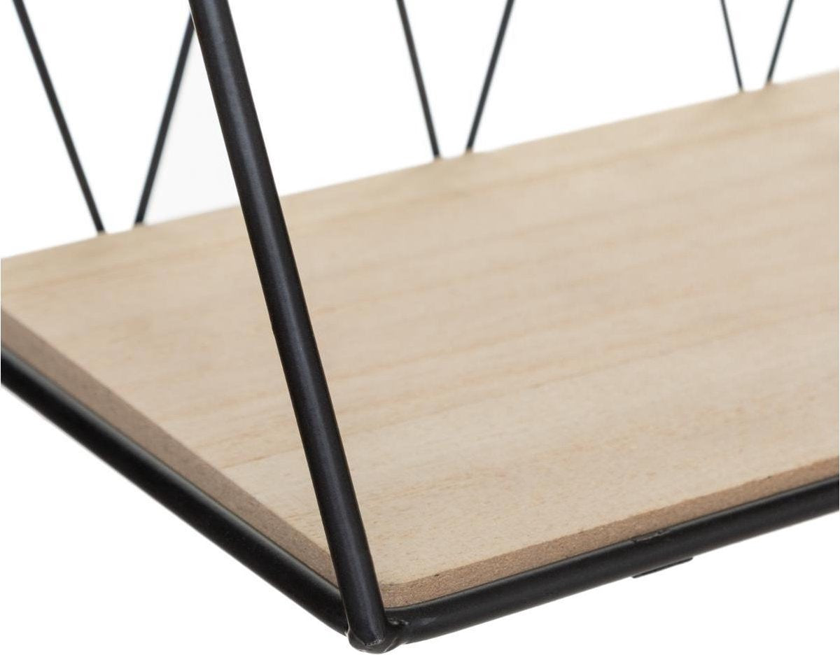 Wandplank - hout - metaal - zwart - wandrek - 48 cm
