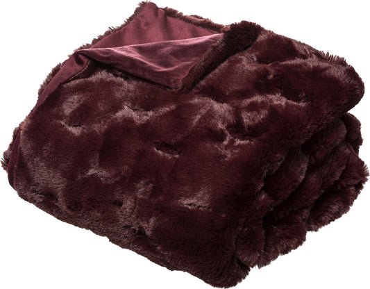 Atmosphera Plaid fausse fourrure Bordeaux - 125 x 150 cm - Extra doux