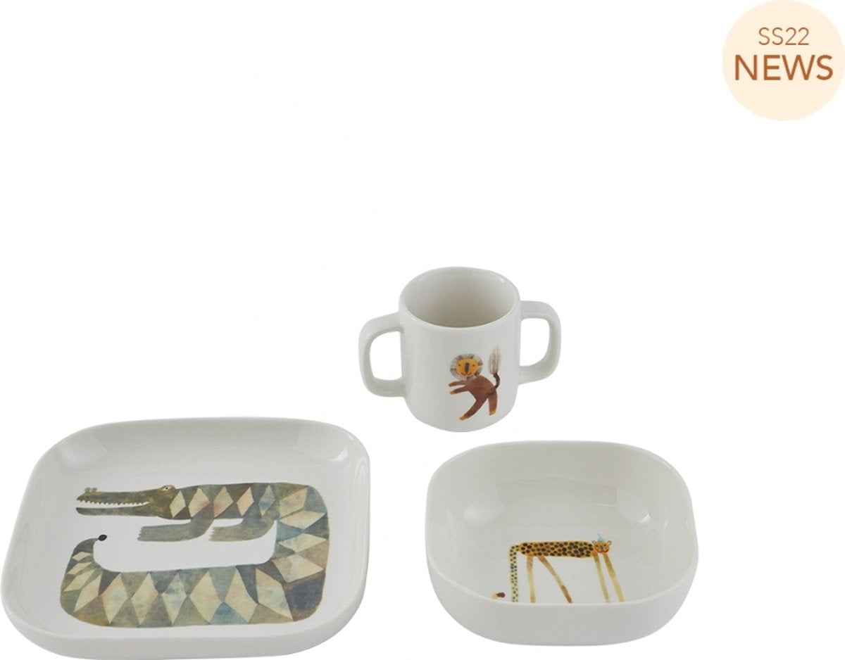 OYOY Moira Kinderservies set Crocodille Gustav - Servies kind - Offwhite