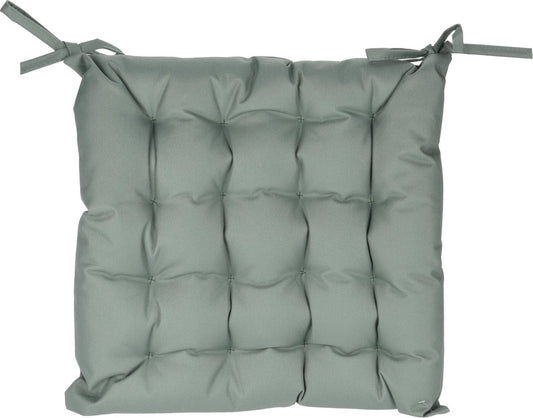 Chair cushion green 40 cm x 40 cm cushions with ribbon - For outside