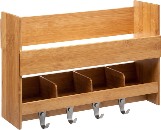 Atmosphera Wall Shelf Bamboo - 4 Hooks