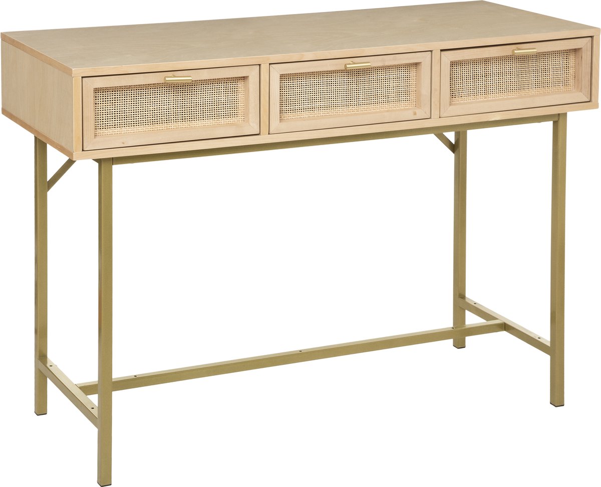 BEAU Adeva berken/rotan 3L consoletafel - L110xD40xH80cm - Beige