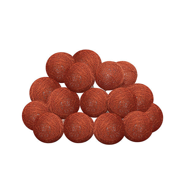 Atmosphera LED Feestverlichting Land balletjes Terracotta - Lichtslingers katoen - Cotton ball - 16 Ballen - Dia 3.5 cm - Guirlande