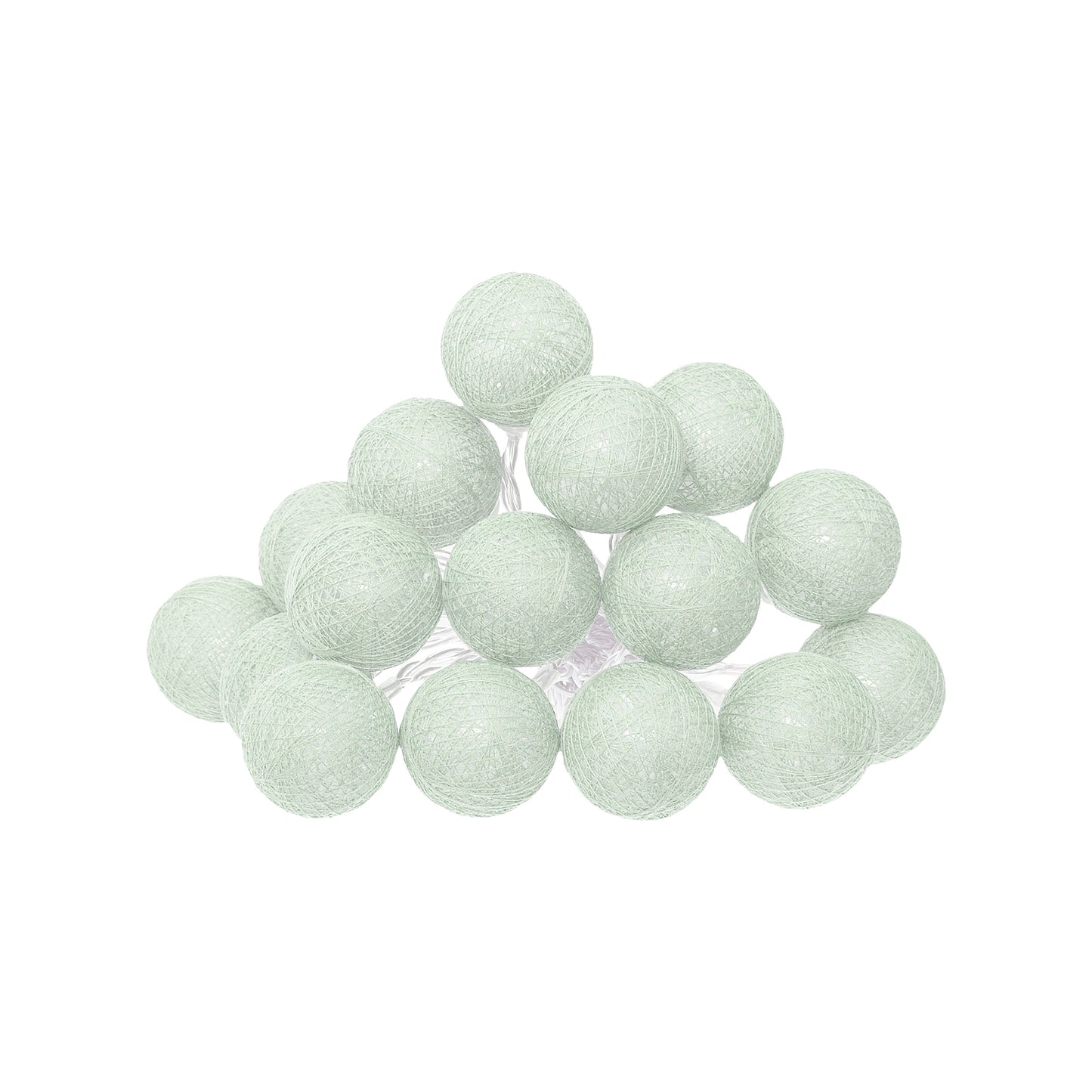 Atmosphera LED Feestverlichting Land balletjes Celadon groen- Lichtslingers katoen - Cotton ball - 16 Ballen - Dia 3.5 cm - Guirlande