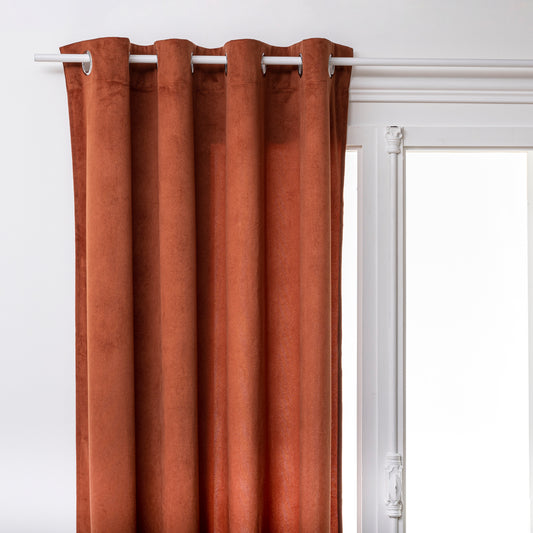 Atmosphera Lilou gordijn 140 x 260 cm - Kant en klaar met ringen - Gordijn raambekleding - Terracotta