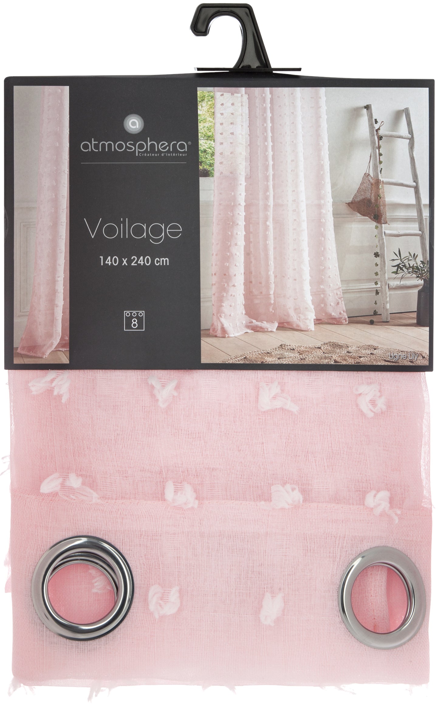 KopAtmosphera Curtain Lily voile Rose - Ready made with rings - Curtain window coverings - 140 x 240 cm