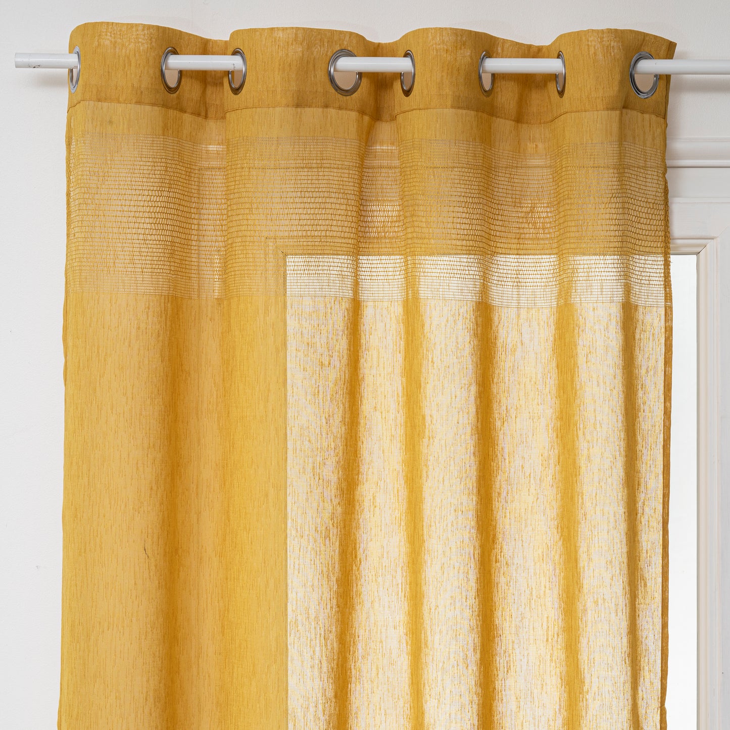 Atmosphera Transparent Curtain 140x240cm - Ready made with rings - Ocher