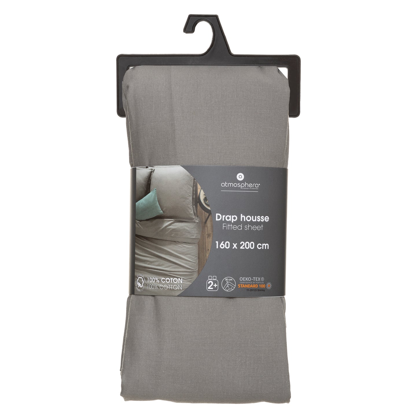 Atmosphera Fitted sheet cotton 160x200cm - Gray