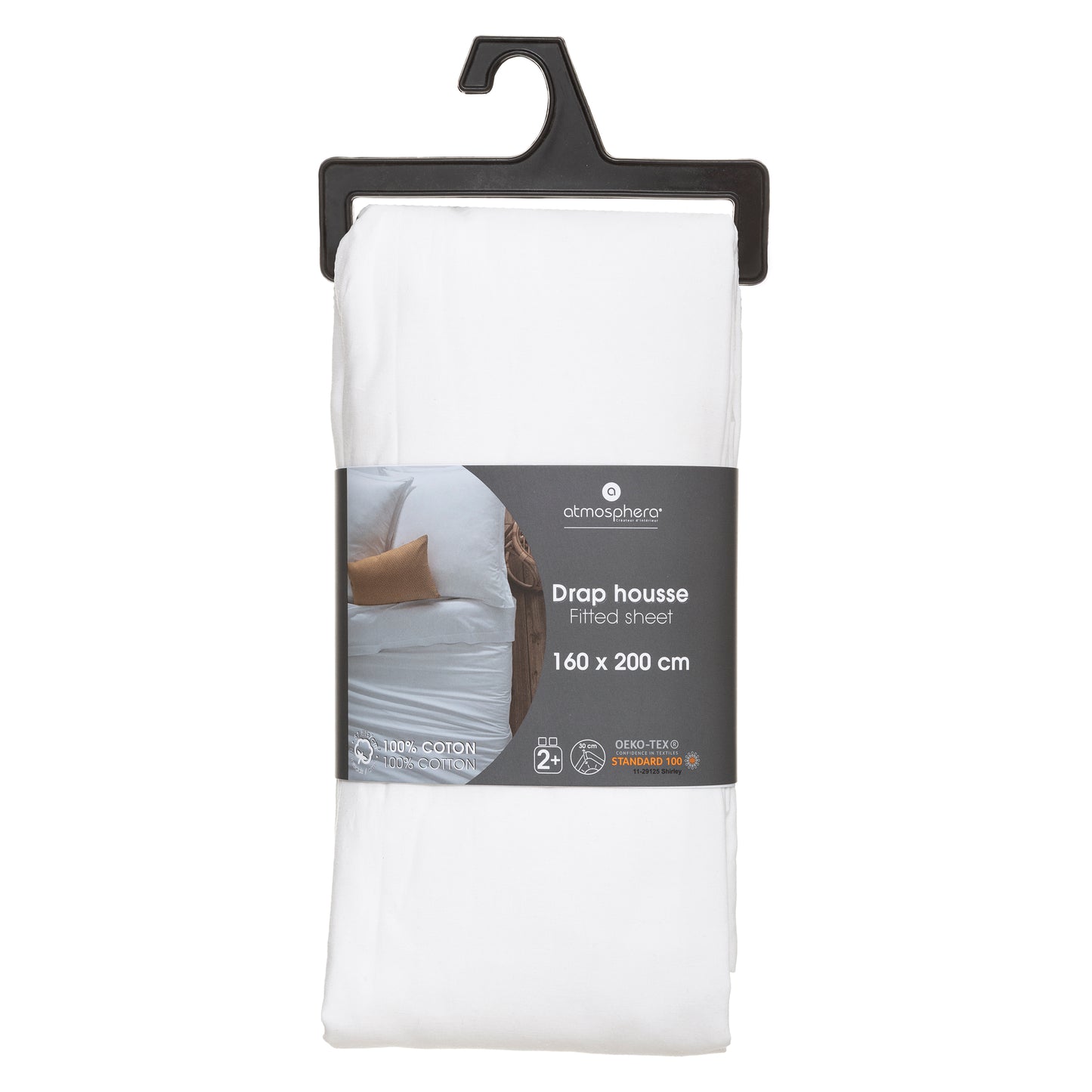 Atmosphera Fitted sheet cotton 160x200cm - White