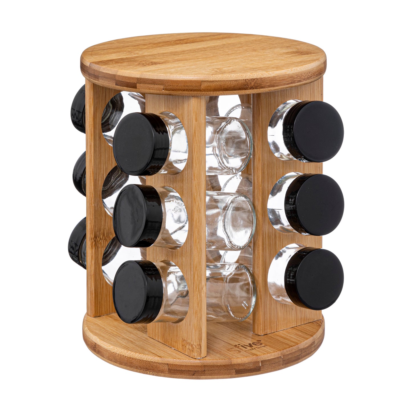 5Five Spice rack bamboo - 12 Jars 