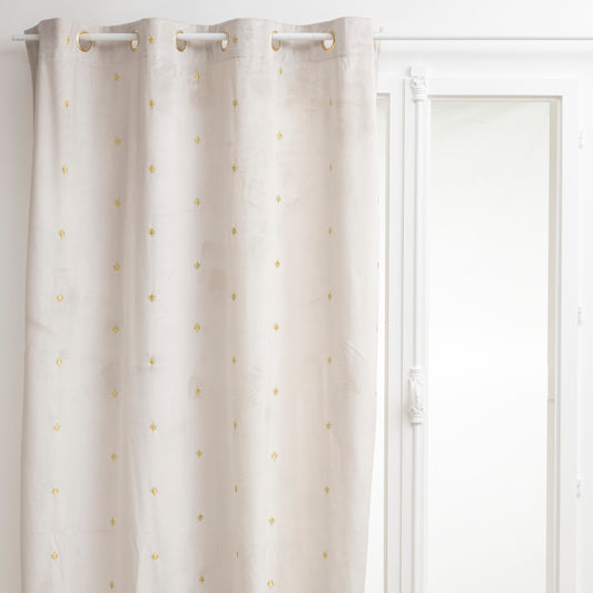 Atmosphera Curtain velvet Ivory - Extra long - Ready made with rings - Curtain window coverings - 140 x 260 cm