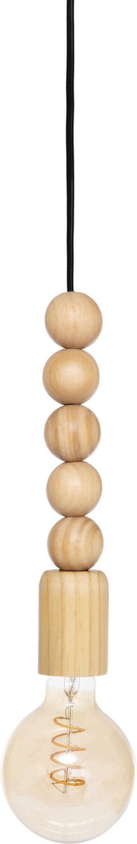 Atmosphera natuurlijke houten parelhanger D 5 cm en H 25,5 cm - Beige - Hanglamp