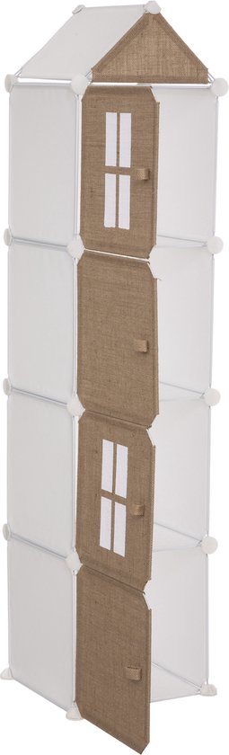 Rangement Jute - Meuble - Rangement - H140 - Pliable - 4 compartiments