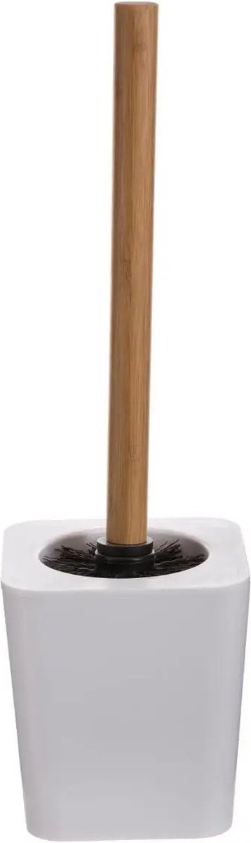 5Five Bamboo Toilet Brush in holder - White