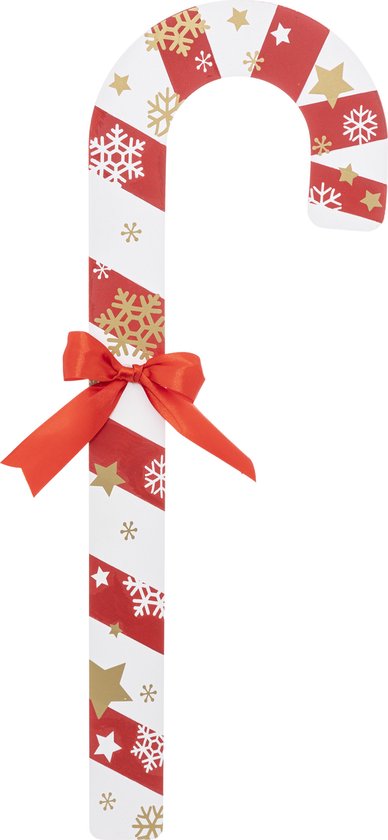 Kerst - Zuurstok - Snoepstok - Snoepfriet - Kerstdecoratie - Muurdecoratie - Decoratie - Hout - Hanger - 65cm