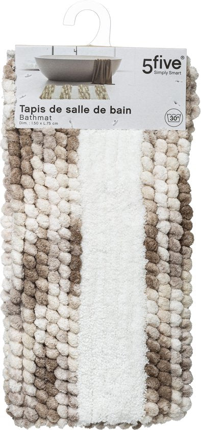 5Five Elegant bath mat super soft - Striped - Taupe - 50 X 75 cm - Extra thick