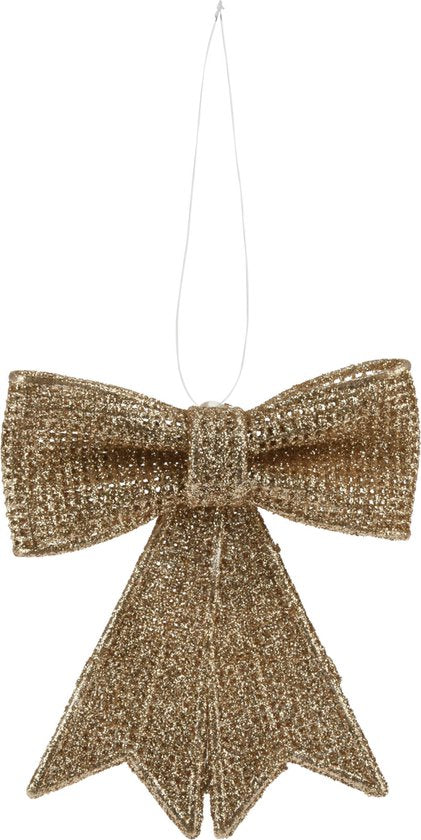 Kerst - Kerstdecoratie - Strik - Hangers - Glitter - Set van 8 - Hangdecoratie