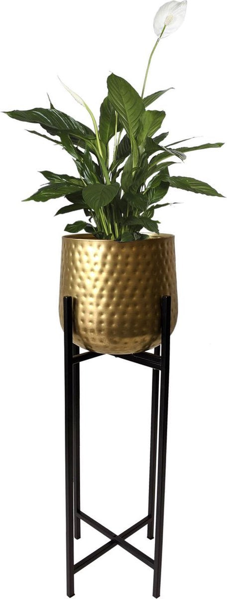 Flowerpot on stand gold - gold flowerpot - Metal - 74cm