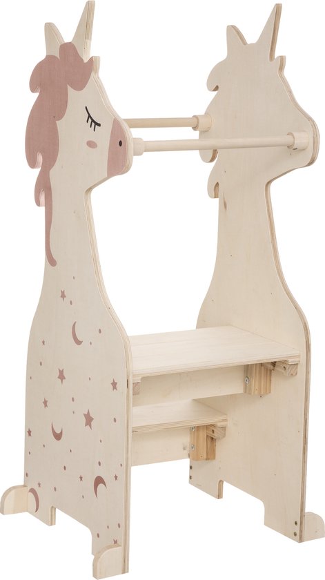 Atmosphera Kids observation tower Unicorn - Learning tower / kitchen aid / stepping stone - Natural wood