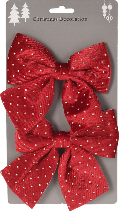 Christmas - Christmas bow - Bow - Velvet - Set of 2 - Dotted - Dots