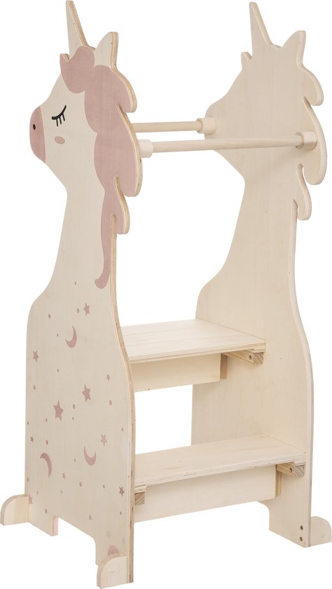 Atmosphera Kids observation tower Unicorn - Learning tower / kitchen aid / stepping stone - Natural wood