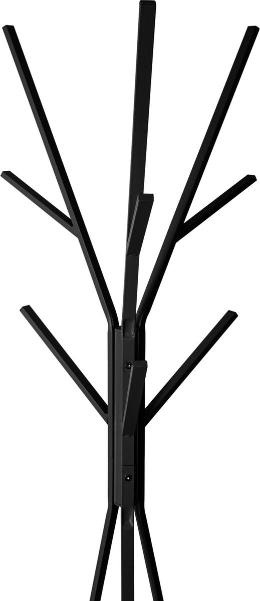 5Five Staande kleerhanger - Kapstok metaal / hout - 8 Haken - Zwart - H 180 cm
