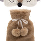 Superzachte fluffy vos warmwaterkruik en slaapmasker cadeau set bruin - 15 x 24 cm - Dieren bedkruik
