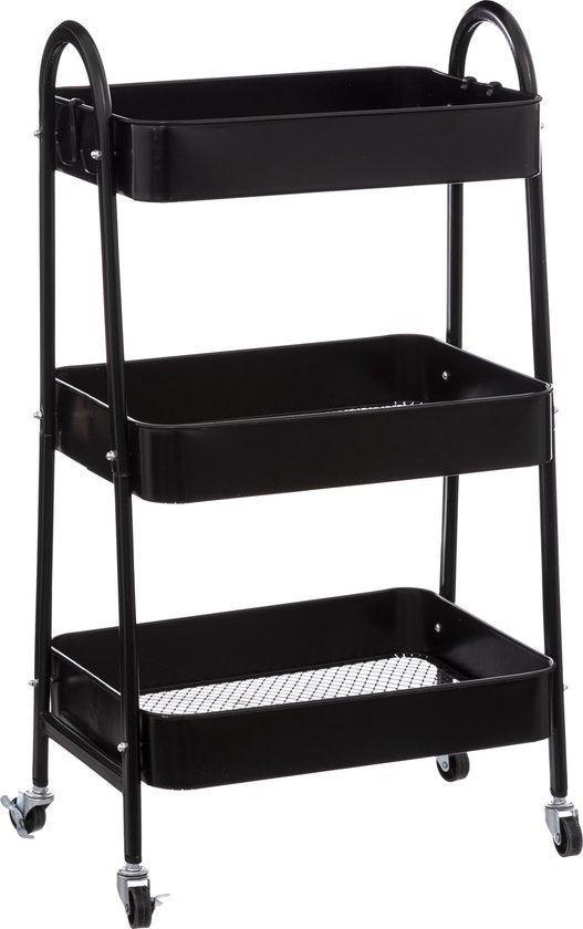 Kitchen trolley Black 3 Levels - On wheels - Metal