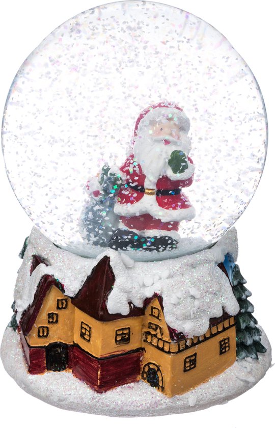 Sweeuwbol Kerstman op - 10 cm dia - Snowglobe - Muzikaal