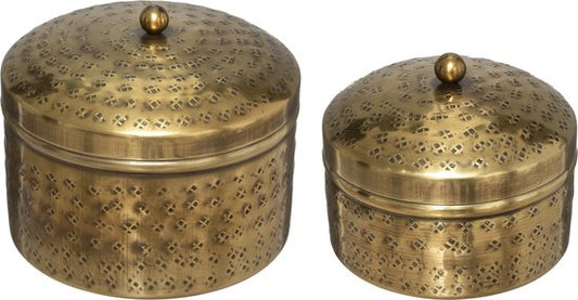 Atmosphera Metal Box - Set of 2 - Oasis - Gold color - Decorative Boxes - Storage