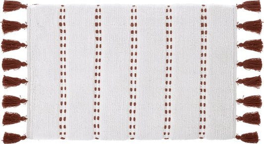 Tapis de bain - 70 x 50 cm - Rouge + Blanc