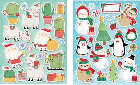 Kerst gift tag + stickers - Kerst cadeauverpakking - Set van 2 - 22 Tags + 14 Stickers - Cadeauversiering