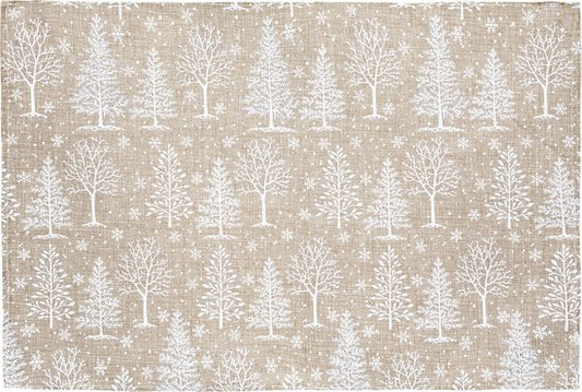 Christmas Placemat jute set of 4 - Underlay - 30 x 45 cm - White Christmas trees - Party decoration