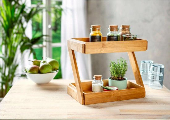 Secret de Gourmet Storage rack - Standing rack 2 levels - Spice rack - Bamboo