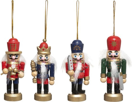 Christmas - Wooden nutcrackers - Set of 4 - Christmas tree decoration - Hangers - H8cm