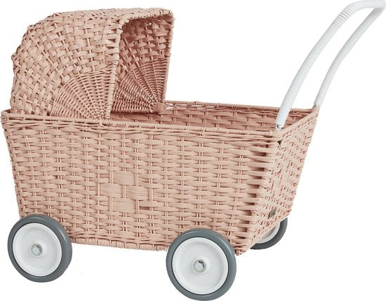 Olli Ella - Rotan Strolley Rose - Kinderwagen - Poppenwagen - Buggy - Wandelwagen - Trolley