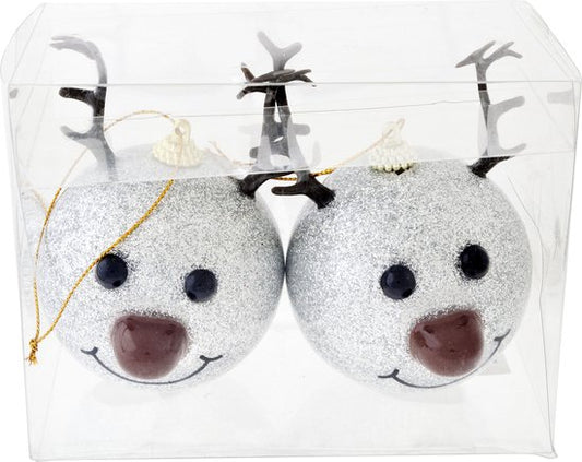 Cosy &amp; Trendy Christmas - Boules de Noël - Lot de 2 - Boule de Noël Renne - LED - Argent