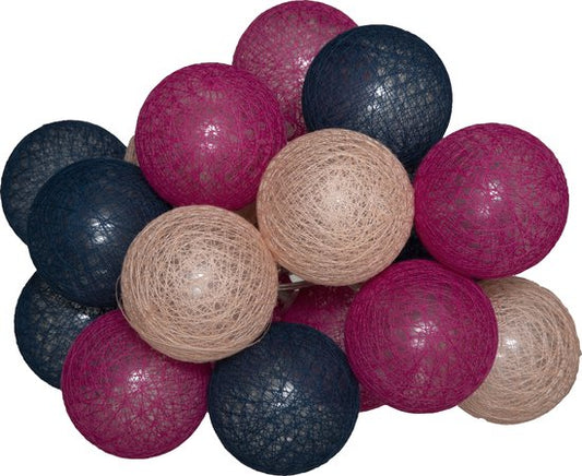 Atmosphera LED Party Lighting Cotton - Boule de coton - 20 Boules - Ø6cm - Bleu/Rose