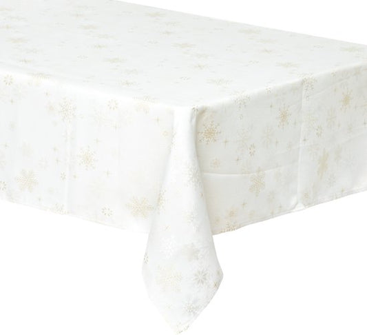 Noël - Nappe - Nappe - Blanc avec or - 140x240cm - Nappe de Noël - Décoration de Noël