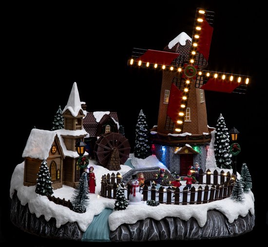 Kerstdorp - Kersthuisje met verlichting - Windmolen - LED - 59 LED