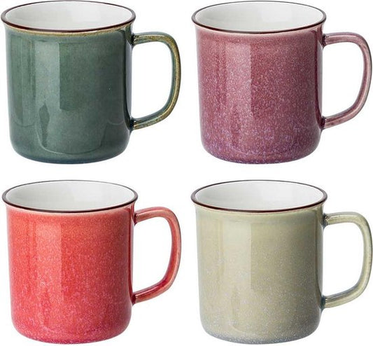 Tasse Sara d6xh6,8cm 12cl 4 asspink - violet - grège - pétrole 4 pièces