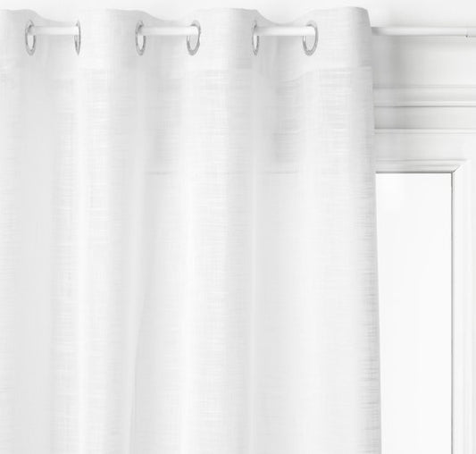 Atmosphera Alton Linen Curtain 140x240cm - Ready made with rings - White